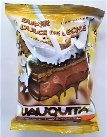 Imagen de Alfajor Vauquita Negro Relleno de Dulce de Leche x75g